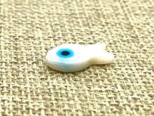 Mother Of Pearls Blue Eye Fish Beads, Mother Of Pearl Beads, Evil Eye Beads, Sku#M10