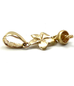 14K solid white and yellow gold plumeria bail, SKU# TP-100