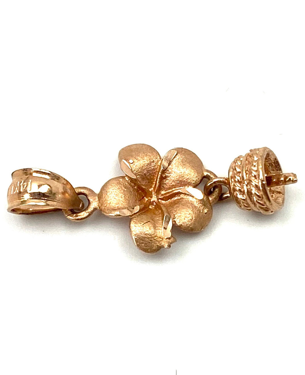 14K solid rose gold plumeria bail, SKU# TP-101
