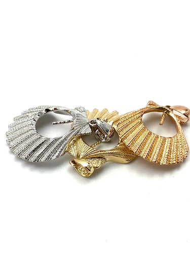 14K solid white gold, yellow gold and rose gold sea shell bail, SKU#TP-082