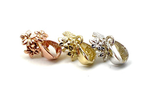 14K solid white gold, yellow gold and rose gold flower bail, SKU# TP-023
