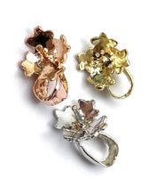 14K solid white gold, yellow gold and rose gold flower bail, SKU# TP-023