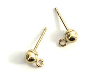 14K Solid Gold Earpost 4mm Ball, Sku#11-28-1831-WC