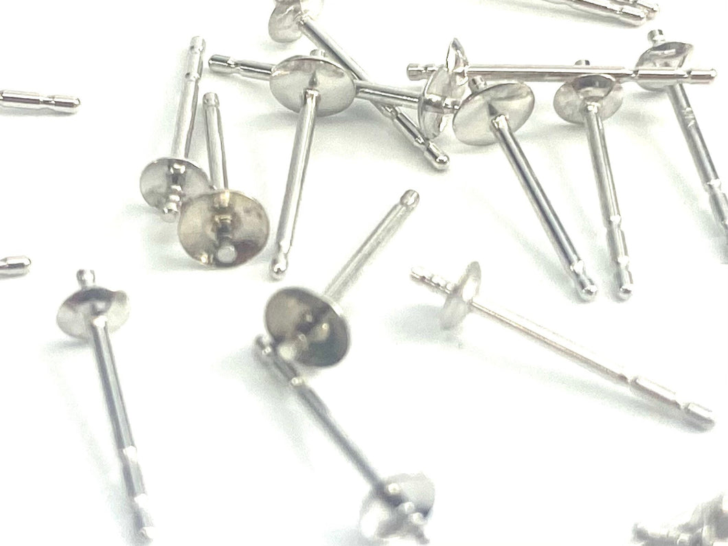 14K White Gold Ear Post 2.5mm Cup, Sku#12-28-3022