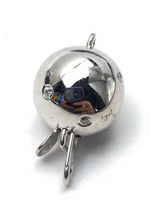 14K 8.93 mm solid white gold clasp w/ 0.035 diamonds, SKU# A375L4