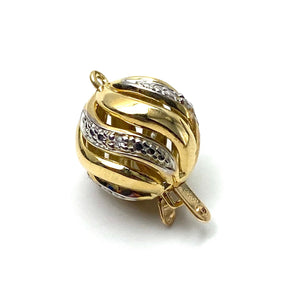 14K 11.77 mm solid yellow and white gold clasp w/ 0.02 carat diamonds, SKU# AW307-72-4D-L4