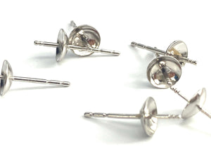 14K White Gold Ear Post With 5mm Cup, Sku#12-28-3016