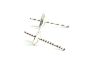 14K White Gold Ear Post With 5mm Cup, Sku#12-28-3016