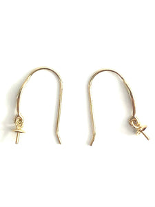 14K Solid Gold Ear-wire with Pearl Cup, Sku#236-14Y-4