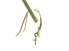 14K Solid Gold Ear-wire with Pearl Cup, Sku#236-14Y-4