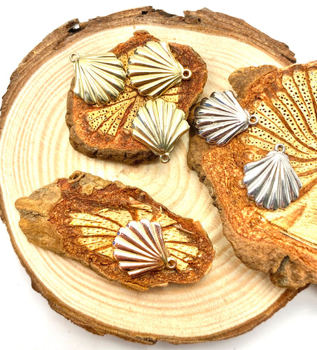14K solid gold, while gold and rose gold sea shell charm
