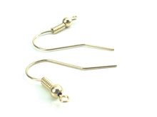 14K Solid Gold Shepard Hook With Coil And Ball, Sku#EGF1452
