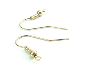 14K Solid Gold Shepard Hook With Coil And Ball, Sku#EGF1452