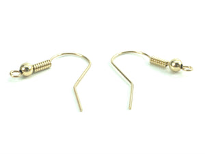 14K Solid Gold Shepard Hook With Coil And Ball, Sku#EGF1452