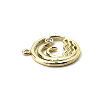 14K solid white gold, yellow gold and rose gold wave charm w/ 0.03 K diamond , SKU# NTC-534