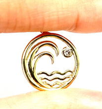 14K solid white gold, yellow gold and rose gold wave charm w/ 0.03 K diamond , SKU# NTC-534