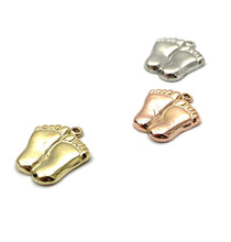 14K solid white gold , rose gold & yellow gold feet charm , SKU# L-24