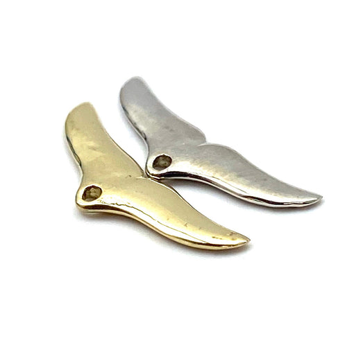 14K solid white and yellow gold whale tail , SKU# L-31