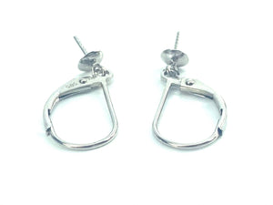 14K White Gold Continental Clip, Ear Wire, 4mm Cup,  Sku#226A-14W-4
