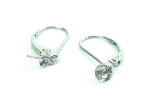 14K White Gold Continental Clip, Ear Wire, 4mm Cup,  Sku#226A-14W-4