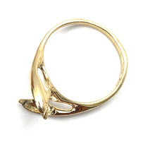 14k solid yellow gold dolphin ring setting, pearl mounting ring, SKU# TR-47