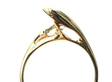 14k solid yellow gold dolphin ring setting, pearl mounting ring, SKU# TR-47