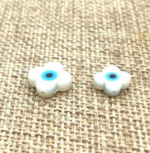 Mother Of Pearls Blue Eye Clover Beads, Clover Beads, Evil Eye Beads
