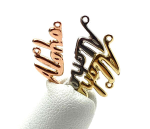 14K solid white gold, rose gold and yellow gold “ aloha” charm, SKU# L-166