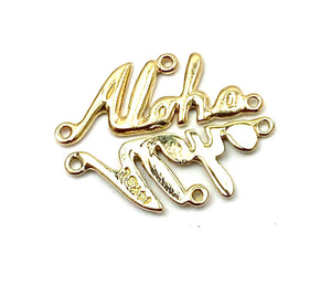 14K solid white gold, rose gold and yellow gold “ aloha” charm, SKU# L-166