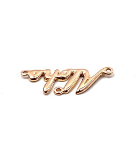 14K solid white gold, rose gold and yellow gold “ aloha” charm, SKU# L-166