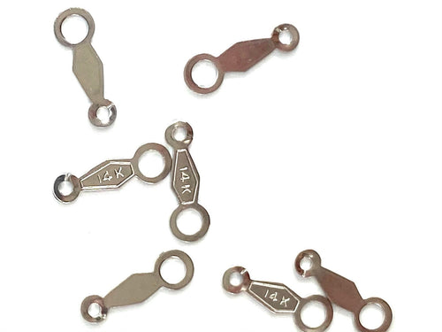 14K Solid White Gold Open Ring Chain Tag, Sku#12-78-40