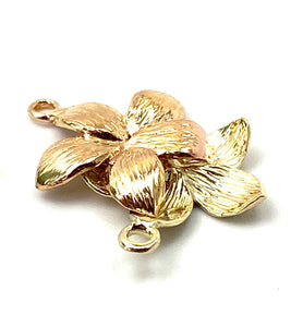 14K solid yellow gold and rose gold plumeria charm  , SKU # L-176