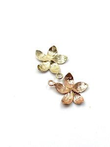 14K solid yellow gold and rose gold plumeria charm  , SKU # L-176