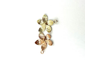 14K solid yellow gold and rose gold plumeria charm  , SKU # L-176