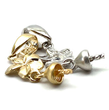 14K solid white and yellow gold plumeria bail, SKU# TP-100