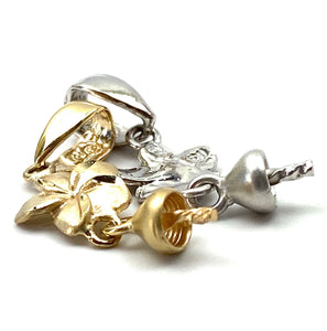 14K solid white and yellow gold plumeria bail, SKU# TP-100