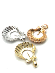 14K solid white gold, yellow gold and rose gold sea shell bail, SKU#TP-082