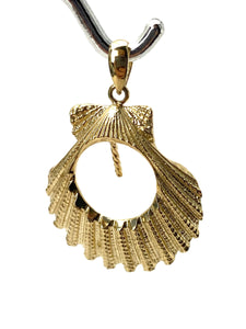 14K solid white gold, yellow gold and rose gold sea shell bail, SKU#TP-082