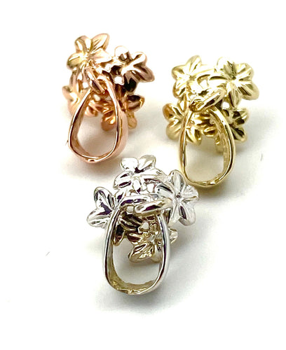 14K solid white gold, yellow gold and rose gold flower bail, SKU# TP-023