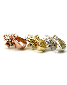 14K solid white gold, yellow gold and rose gold flower bail, SKU# TP-023