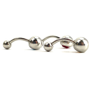 Stainless steel with colored gem belly ring, SKU# NBR065