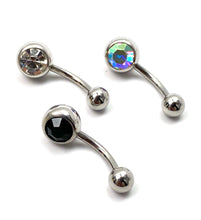 Stainless steel with colored gem belly ring, SKU# NBR065