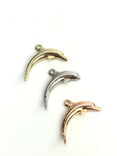 14k Yellow Gold, Rose Gold, White Gold Dolphin Charm Sku#L-2