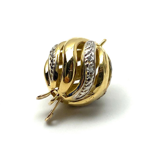 14K 11.77 mm solid yellow and white gold clasp w/ 0.02 carat diamonds, SKU# AW307-72-4D-L4