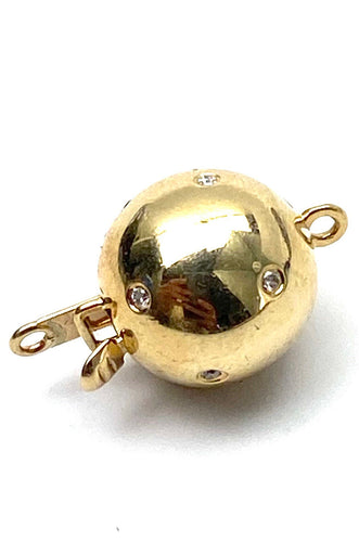 14K 11.03 mm solid yellow gold clasp w/ 0.06 carat diamomd, SKU# A393-L4