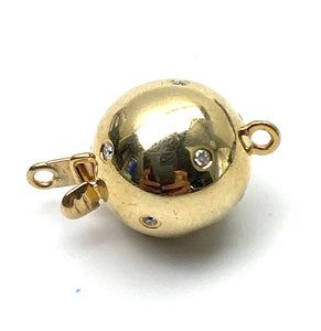 14K 11.03 mm solid yellow gold clasp w/ 0.06 carat diamomd, SKU# A393-L4