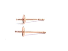14K Solid Pink Gold Earring Post 4mm Cup