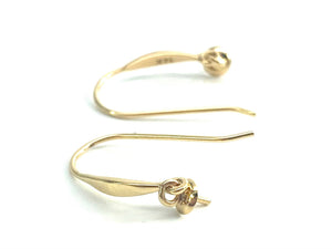14K Solid Gold Ear-wire with Pearl Cup, Sku#236-14Y-4
