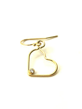 14KGF Ball End Earwire W/Heart Drop 2mm WHT CZ Sku#4018609B2