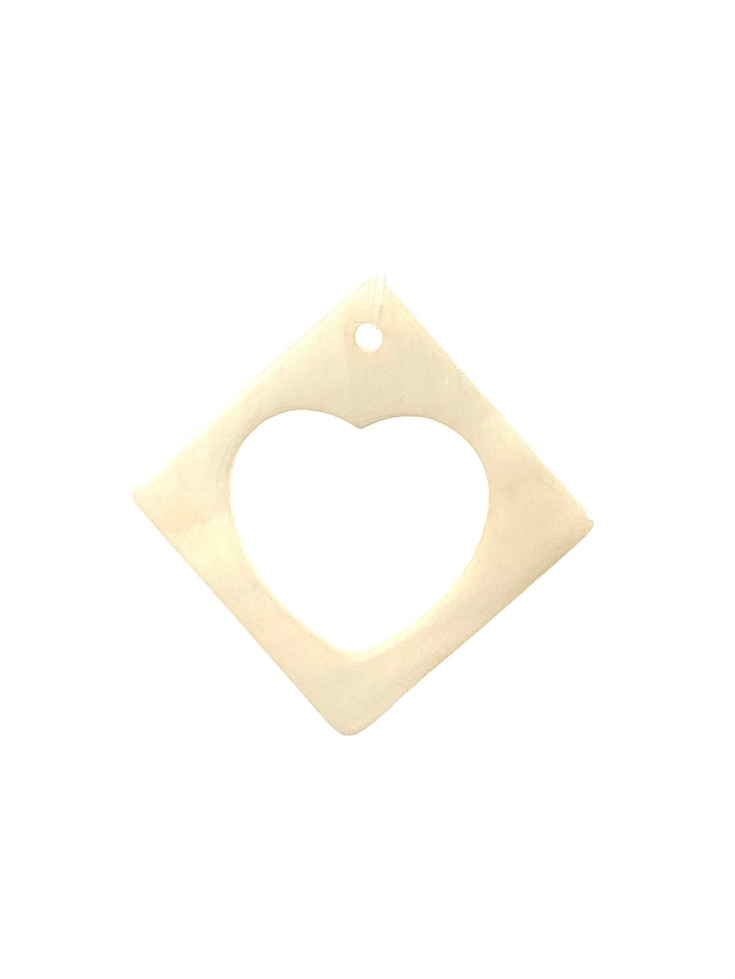 Mother Of Pearl Diamond Square Heart Cut Out Shell, Sku#M344